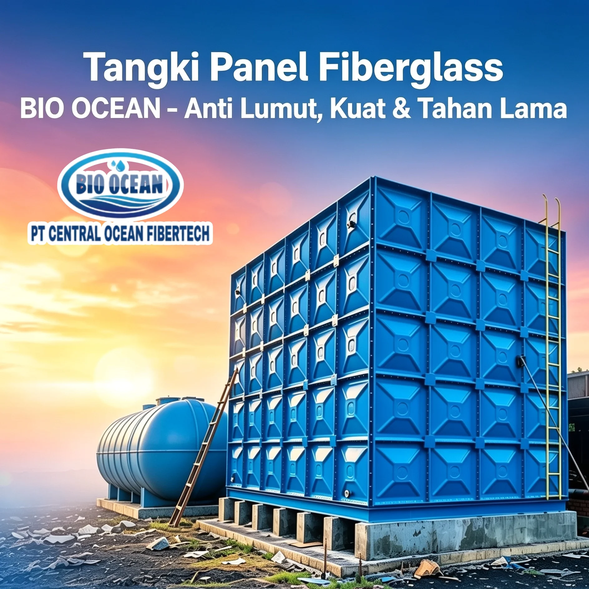 Panel Tank FRP BIO OCEAN - Tangki Kotak Fiberglass Berkualitas Anti-Karat
