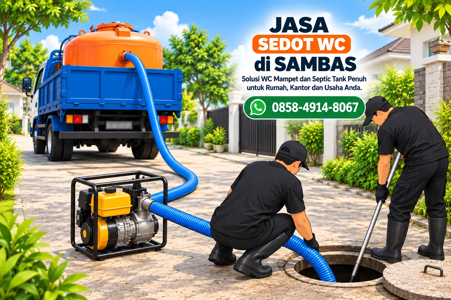 Ilustrasi Jasa Sedot WC Kabupaten Sambas, Melayani 18 Kecamatan